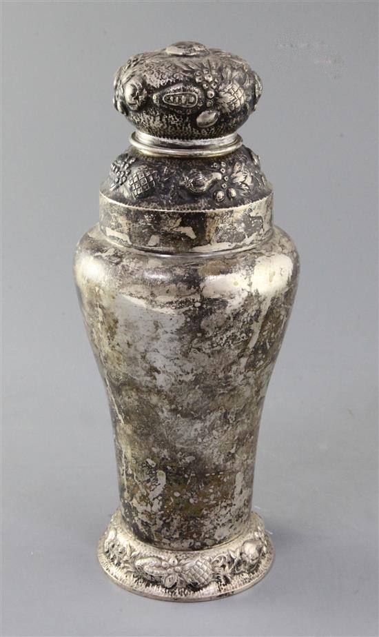 A mid 20th century Hungarian 800 standard silver cocktail shaker, 19 oz.